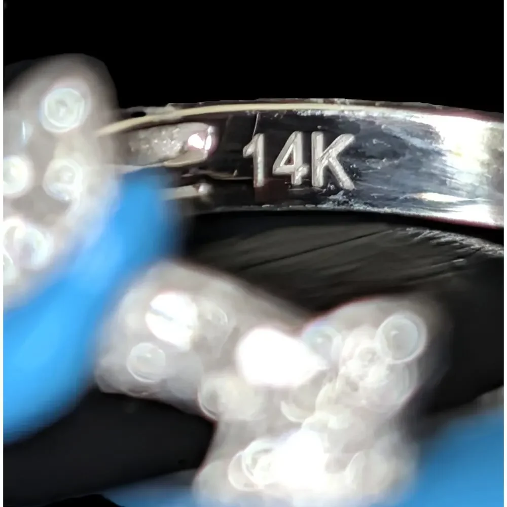 EFFY Dolphin Wrap Ring Diamonds Blue Enamel 14k White Gold New Old Stock